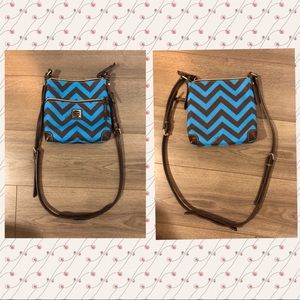 Dooney and Bourke Blue and Brown Stripe Crossbody